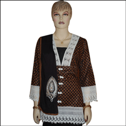 "Black and Brown Color Dress Material VFD-39 (Semi Stitched) - Click here to View more details about this Product